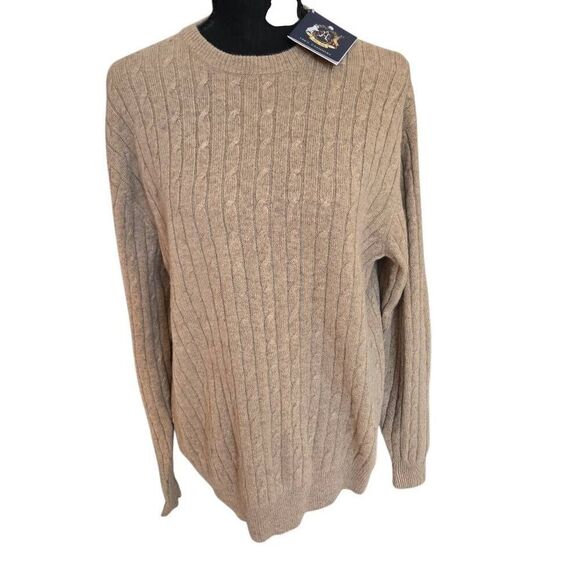 NWT Allen Solly Womens Cashmere Cable Knit Tan Preppy Pullover Sweater Size Medi - Picture 1 of 12